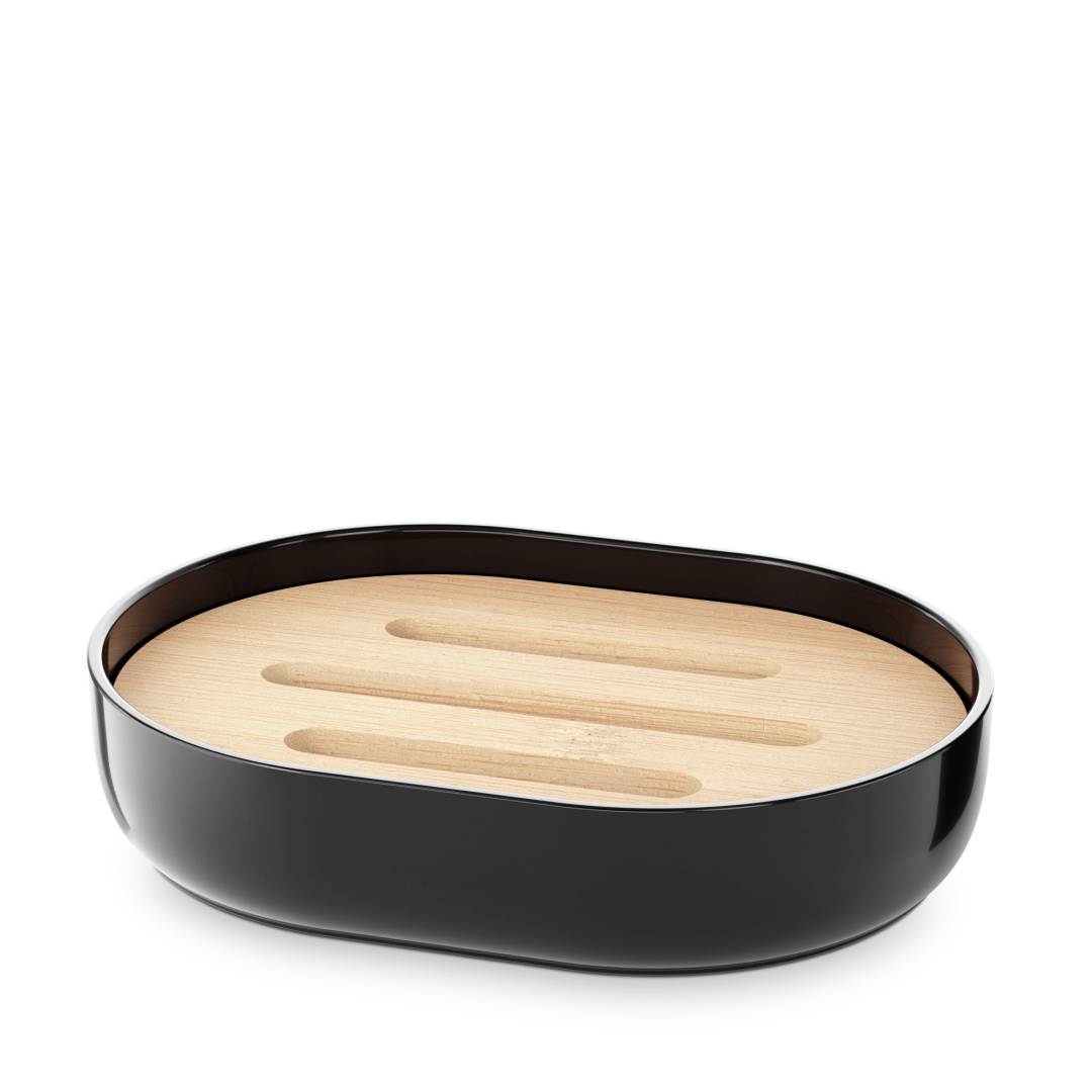 М9027 Мыльница "Бамбук" черная (уп.32)