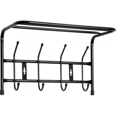 Вешалка настен. с полкой 400х238мм (4кр)чер (уп.5)