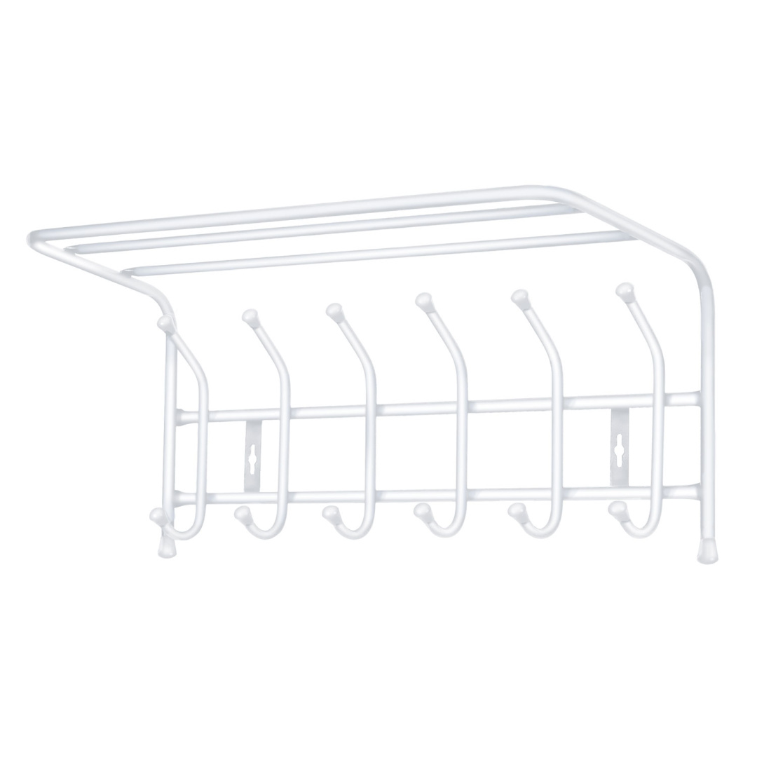 Вешалка настен. с полкой 600х238мм(6кр) бел (уп.5)