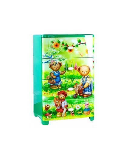 АП50012 Комод широкий детский "Медвежата" зеленый