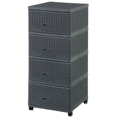 Комод "Дуня" плетенный 4-ящика антрацит