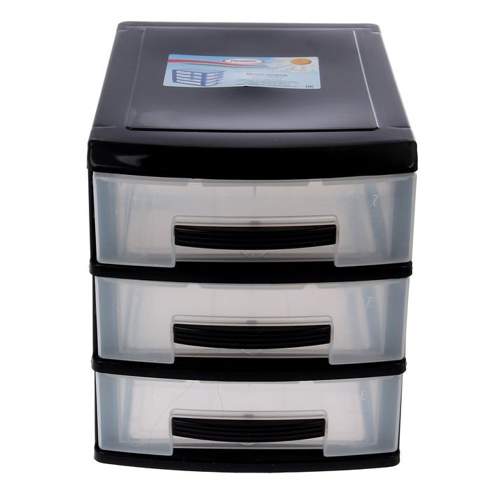 Мини комод 3-х "РОСС" черный (уп.8)