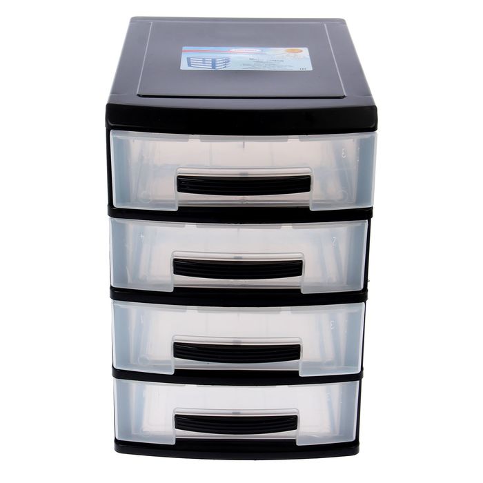 Мини комод 4-х "РОСС" черный (уп.6)